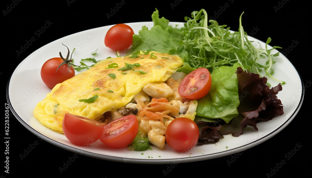 Fresh salad plate: healthy gourmet vegetarian meal generated by AI Fresh salad plate: healthy gourmet vegetarian meal generated by AI