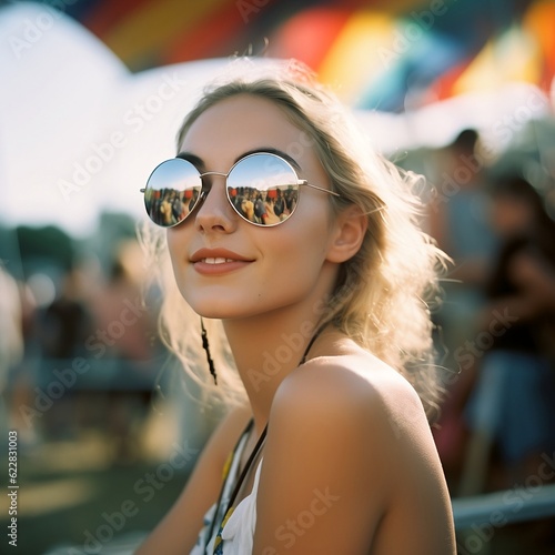 Blonde girl with glasses at music festival © HaviRodriguez