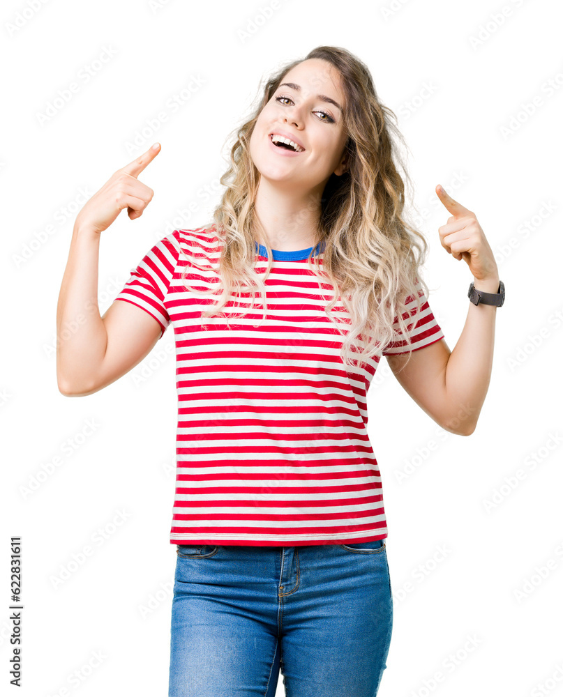 Beautiful young blonde woman over isolated background Smiling pointing to head with both hands finger, great idea or thought, good memory Beautiful young blonde woman over isolated background Smiling pointing to head with both hands finger, great idea or thought, good memory