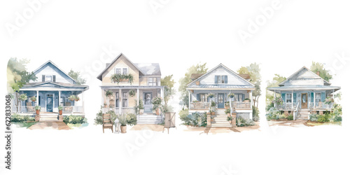 watercolor Farmhouse Front Porch clipart for graphic resources
