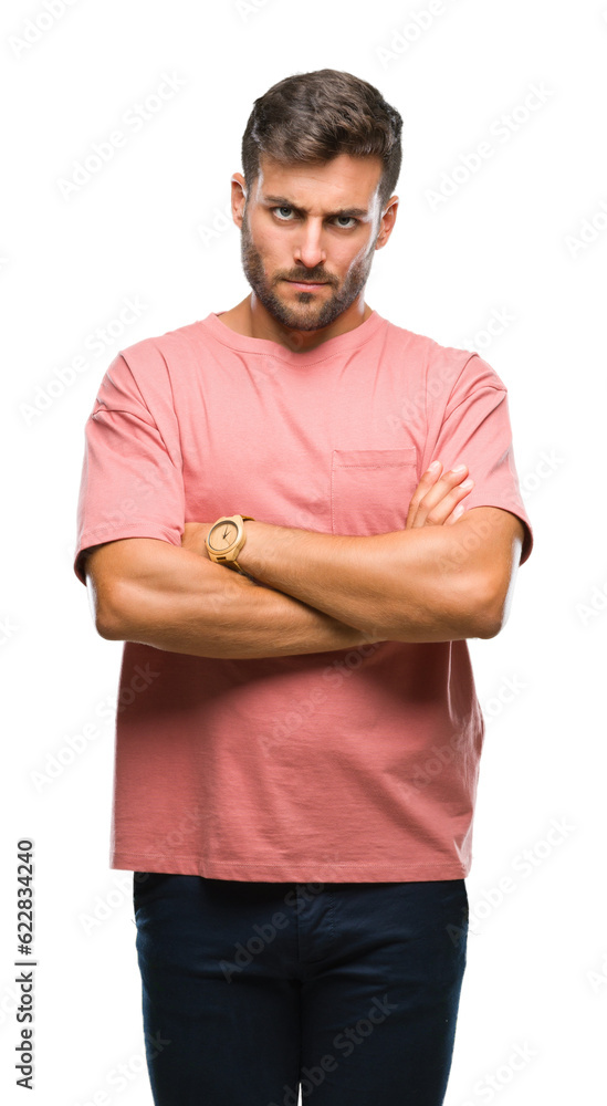 Young handsome man over isolated background skeptic and nervous, disapproving expression on face with crossed arms. Negative person. Young handsome man over isolated background skeptic and nervous, disapproving expression on face with crossed arms. Negative person.