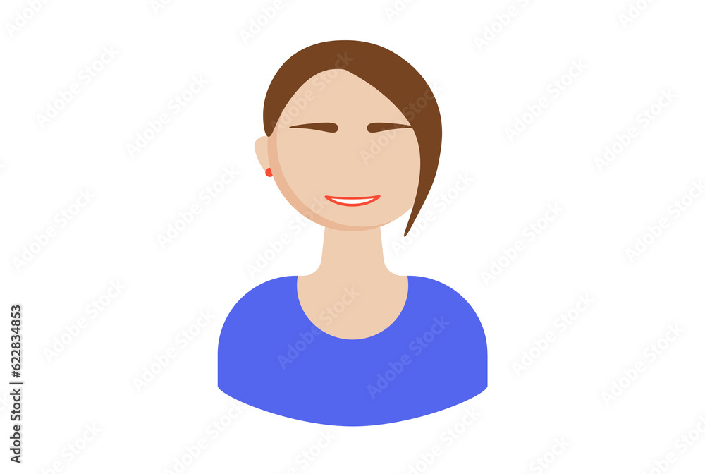Woman in a blue shirt avatar icon character web symbol person app sign Woman in a blue shirt avatar icon character web symbol person app sign