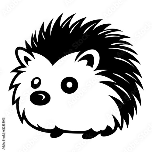 Funny confused hedgehog logo black silhouette svg vector