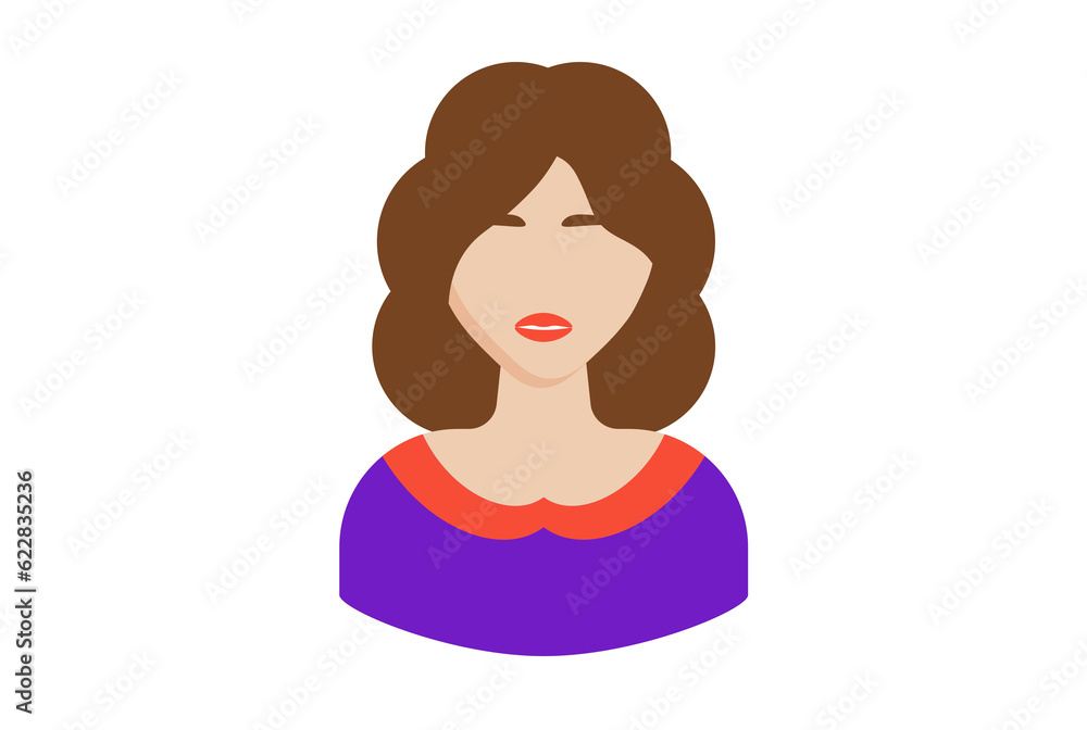 Curly brunette girl avatar icon character web symbol person app sign Curly brunette girl avatar icon character web symbol person app sign