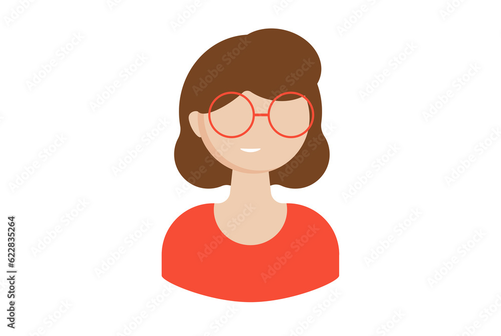 Girl with glasses avatar icon character web symbol person app sign Girl with glasses avatar icon character web symbol person app sign
