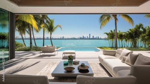 Embrace the tropical climate of Miami by incorporating architectural elements like open - air spaces  large windows  and a seamless indoor outdoor flow