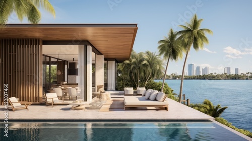 Embrace the tropical climate of Miami by incorporating architectural elements like open - air spaces  large windows  and a seamless indoor outdoor flow