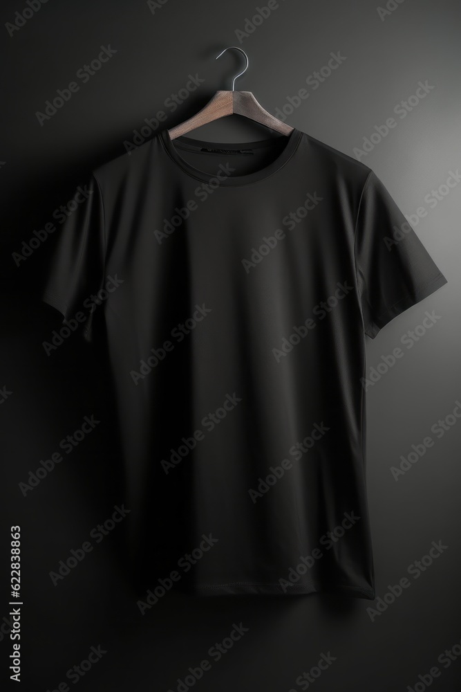 Black T-Shirt on a Light Black Background, Enhanced by Naturalistic Shadows, Exuding a Clean and New Aesthetic Black T-Shirt on a Light Black Background, Enhanced by Naturalistic Shadows, Exuding a Clean and New Aesthetic