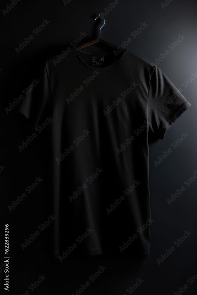 Black T-Shirt on a Light Black Background, Enhanced by Naturalistic Shadows, Exuding a Clean and New Aesthetic Black T-Shirt on a Light Black Background, Enhanced by Naturalistic Shadows, Exuding a Clean and New Aesthetic