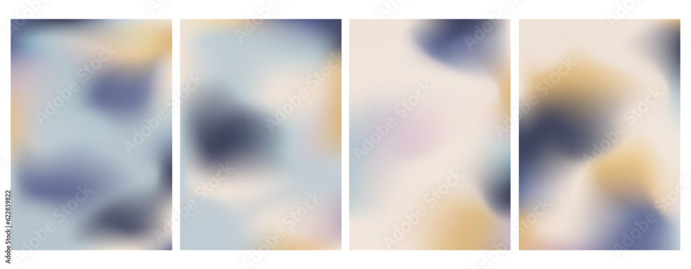 Pastel abstract background with blue, yellow, beige and brown gradient mesh vector illustration. Dynamic color flow poster, banner, web, smartphone screen, presentations and prints