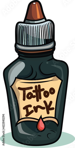 Tattoo ink bottle cartoon vector, Tattoo ink vial , tattoo ink container cartoon stock vector image, ink bottle clip art