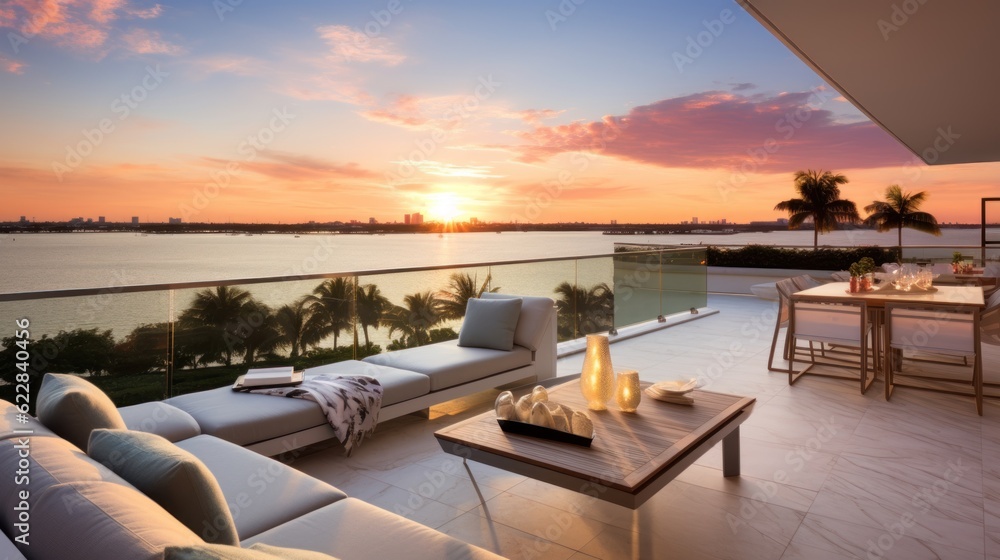 Designated sunset viewing deck on the upper levels of your villa, providing a perfect spot to witness the breathtaking Miami sunset Designated sunset viewing deck on the upper levels of your villa, providing a perfect spot to witness the breathtaking Miami sunset