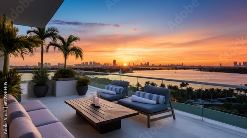 Designated sunset viewing deck on the upper levels of your villa  providing a perfect spot to witness the breathtaking Miami sunset