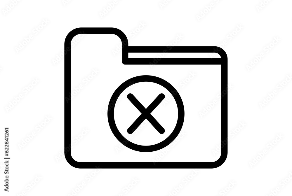 close folder line icon error app symbol black X web sign close folder line icon error app symbol black X web sign