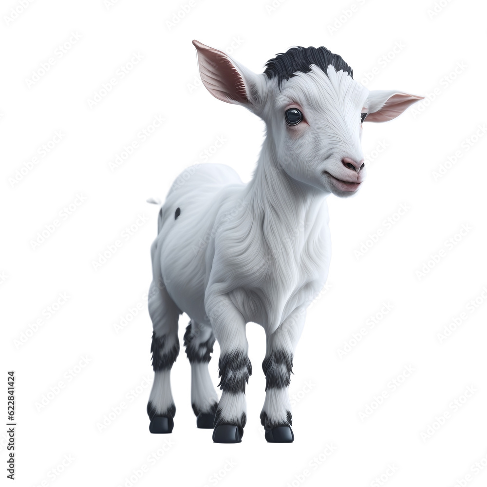 Fototapeta premium Mountain Goat Art Clipart and Cute Sticker Bundle for Commercial Use, farm animals goat horns head painting png transparent background