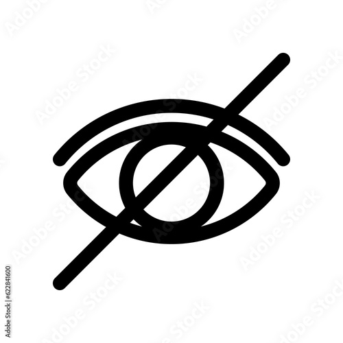 Hide icon eyes. Hidden symbol. Invisible icon. Dead. Invisible sign.No view. Blind icon. Can't see. Hidden visibility.