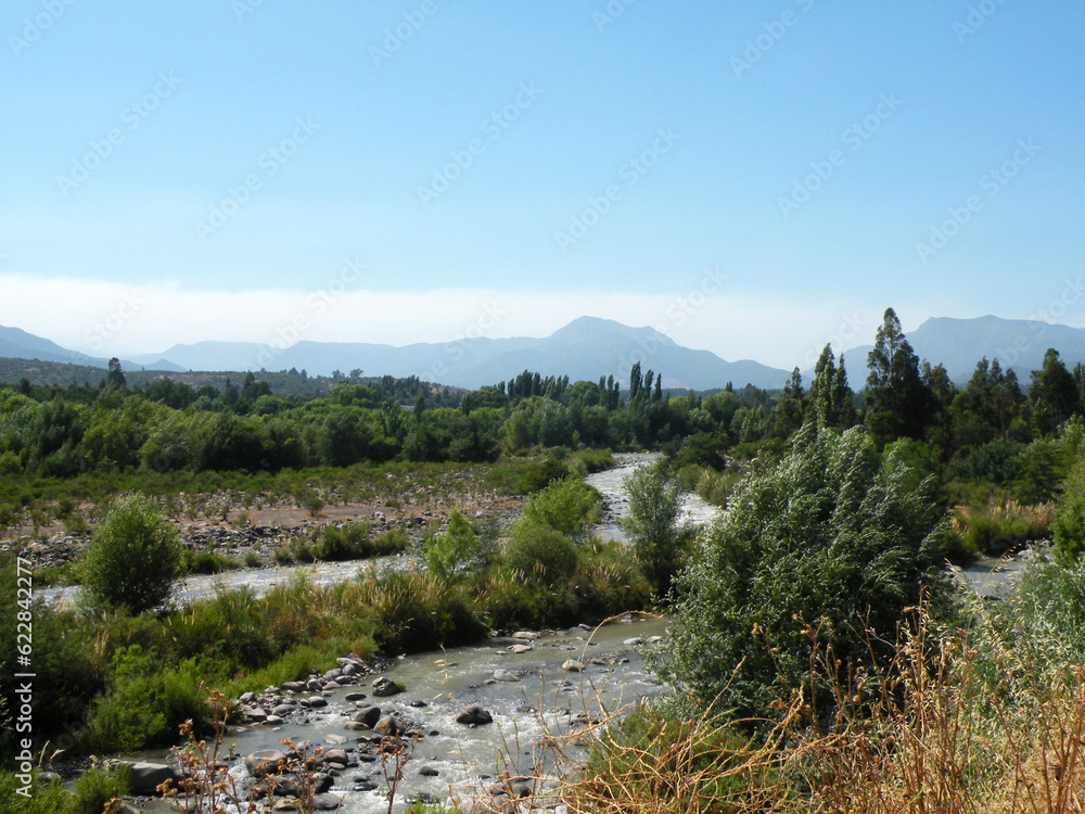 Rural landscape, Claro de Molina river, Maule, Chile