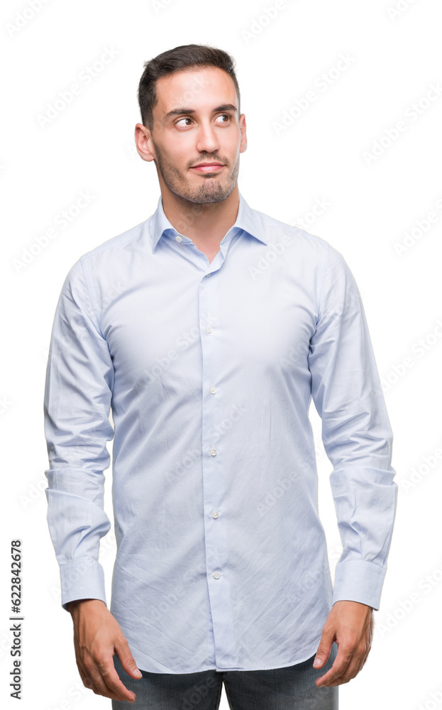 Handsome young businessman smiling looking side and staring away thinking. Handsome young businessman smiling looking side and staring away thinking.
