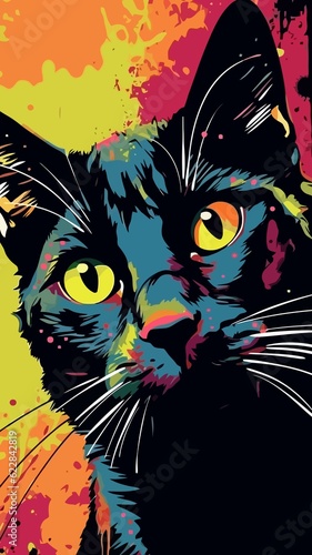 cat colorful abstarct color pop art