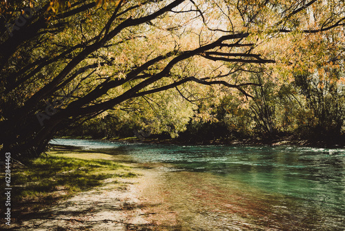 Beautiful river flowing through South Island New Zealand