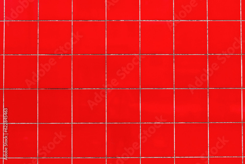 red tile wall, abstract pattern mosaic background, textured wall or floor photo
