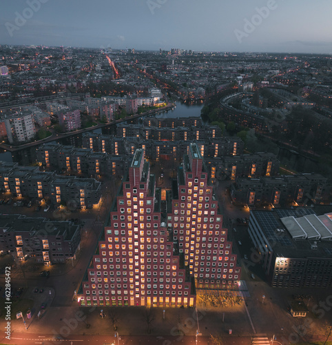 Aerial view of De Piramide buildings, Amsterdam, Netherlands. photo