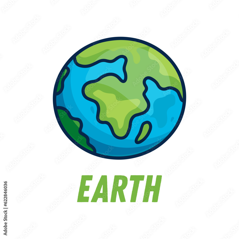 green planet earth globe. Planet of solar system isolated on white. Vector