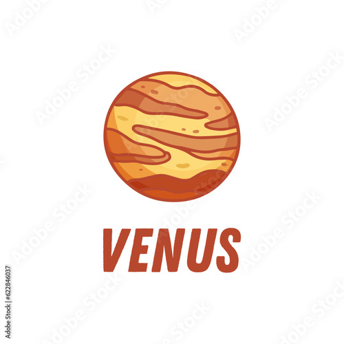 Venus Planet of solar system isolated on white. Vector