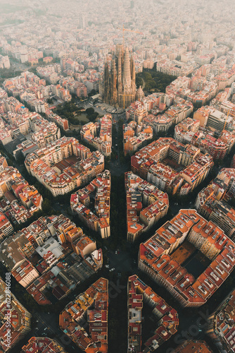 Aerial view of the Sagrada Familia, Barcelona, Spain. photo