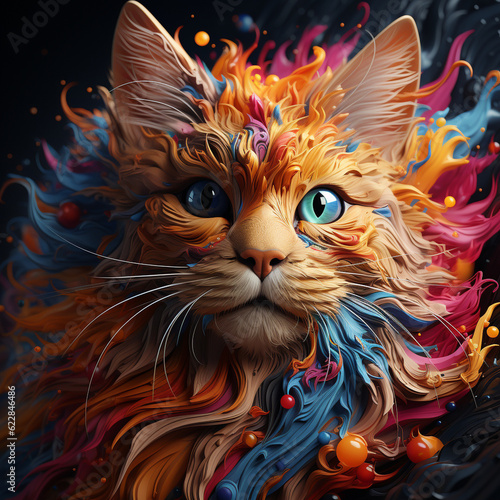 Cat on acid melting stunning painting