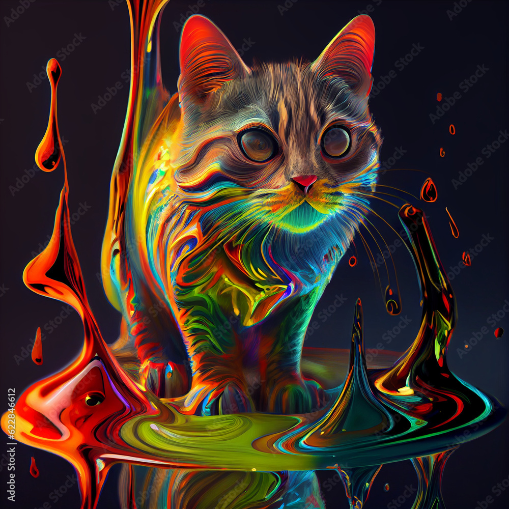 Cat on acid melting stunning painting Cat on acid melting stunning painting