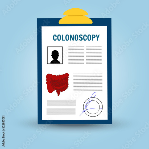 Medical checkup table with colonoscopy in vector illustration 