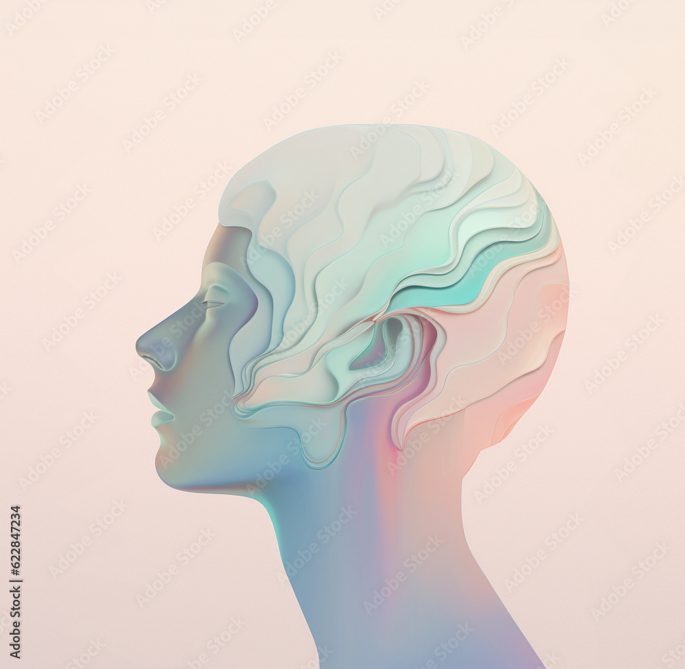 Outline of a woman's head, feminine colors palette. Outline of a woman's head, feminine colors palette.