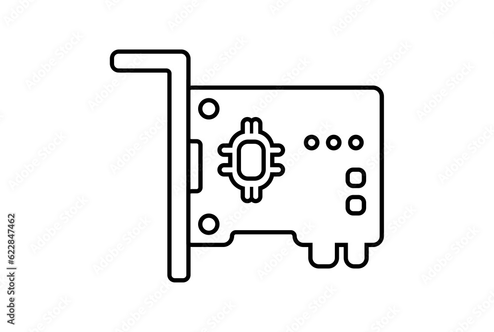 Network Card flat icon minimalist technology symbol pc hardware sign artwork