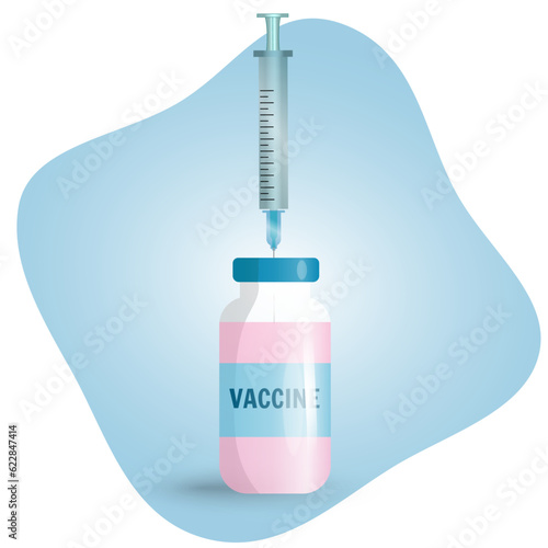 Vaccine and injection in vector illustration 