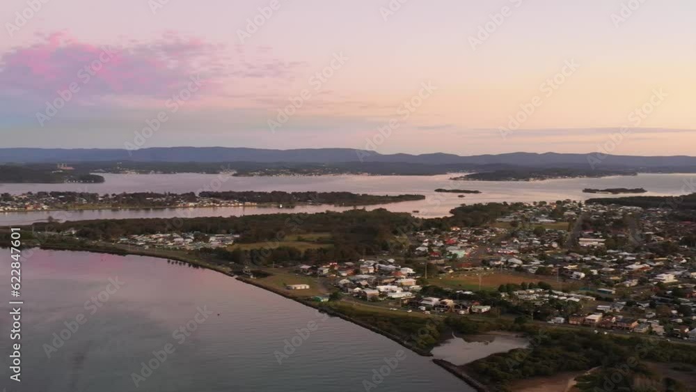 Swansea channel wide aerial panorama on Pacific coast in Australia as 4k.
Swansea channel wide aerial panorama on Pacific coast in Australia as 4k.