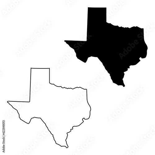 USA Texas State Shape Vector Outline and Silhouette 