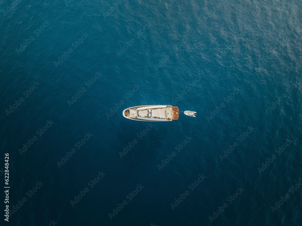 Aerial view of a yacht in Capri, Naples, Italy. Aerial view of a yacht in Capri, Naples, Italy.