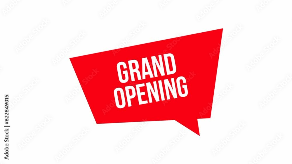 Grand Opening text animation on a red speech bubble. Suitable for promotion, announcement, marketing, advertising. Promotion for selling online. Grand Opening text animation on a red speech bubble. Suitable for promotion, announcement, marketing, advertising. Promotion for selling online.