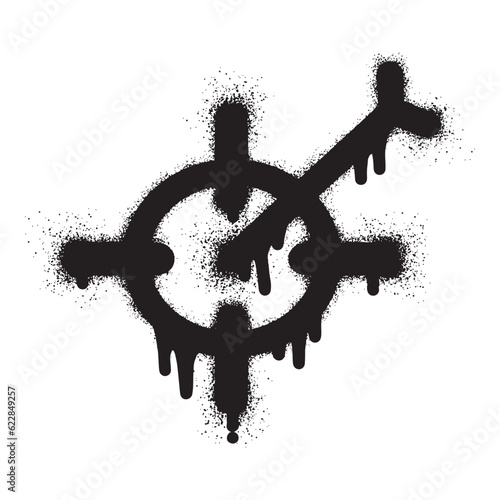 Target icon graffiti with black spray paint