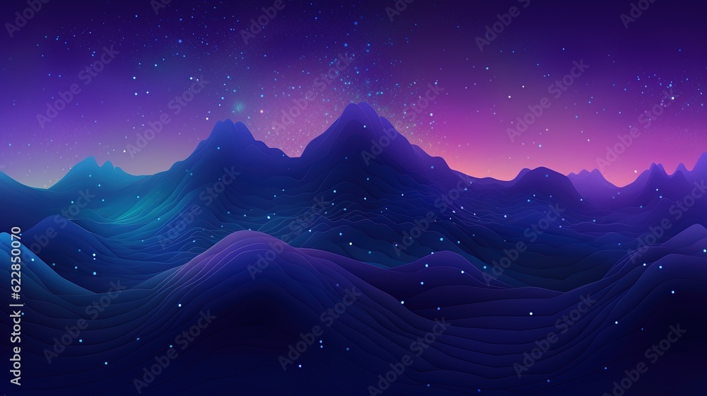 Fototapeta premium Night starry landscapes papercut digital background