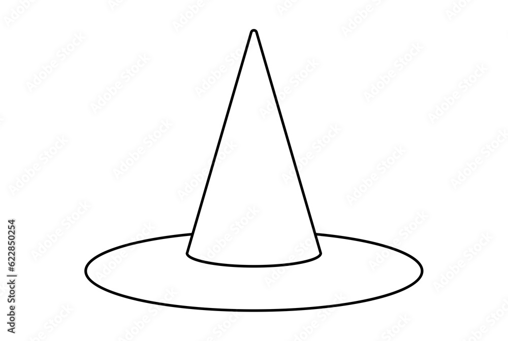 Fototapeta premium witch hat flat icon Halloween minimalistic line symbol black outline sign artwork