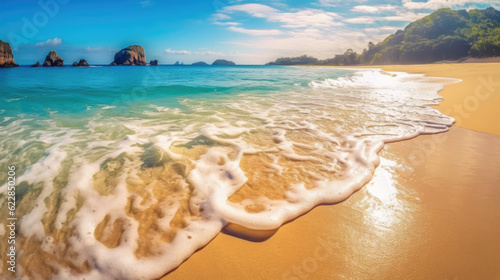 A tranquil beach with water arriving onshore