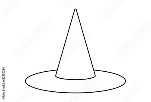 witch hat flat icon Halloween minimalistic line symbol black outline sign artwork