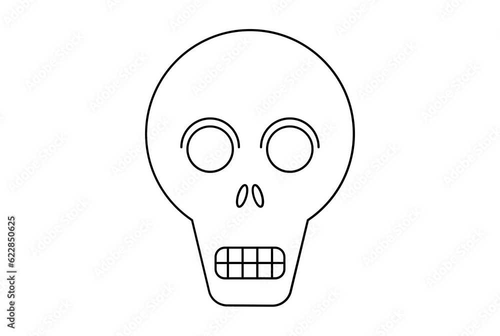 skull flat icon Halloween minimalistic line symbol black outline sign artwork