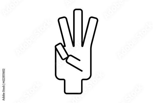 three fingers outline hand icon gesture line symbol web app sign