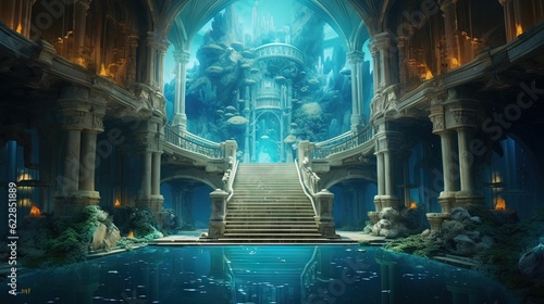 World in the cave. AI generated art illustration.