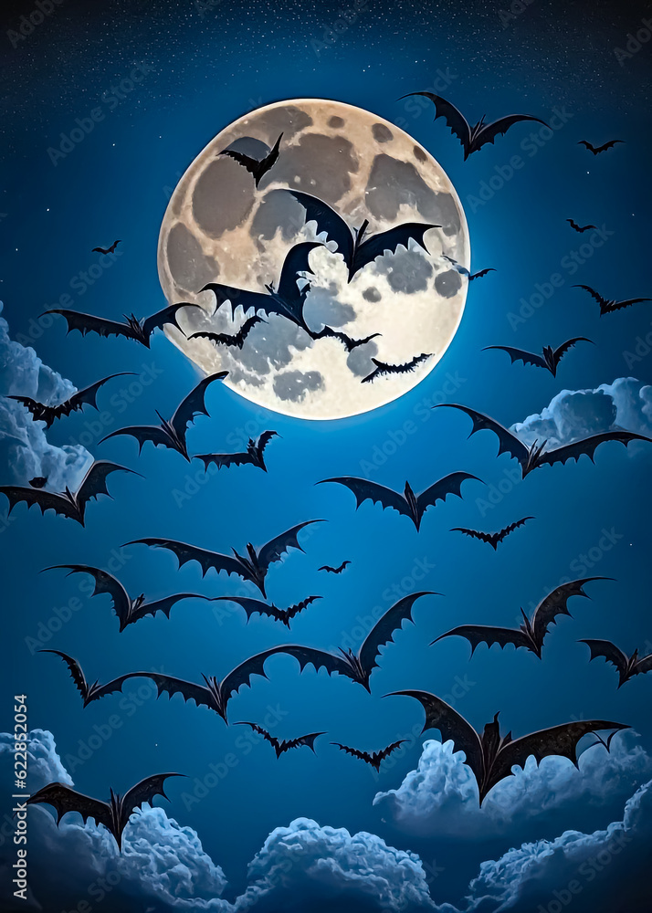 HORDE OF BATS IN THE SKY FLYING creepy wildlife creatures , Generative AI HORDE OF BATS IN THE SKY FLYING creepy wildlife creatures , Generative AI