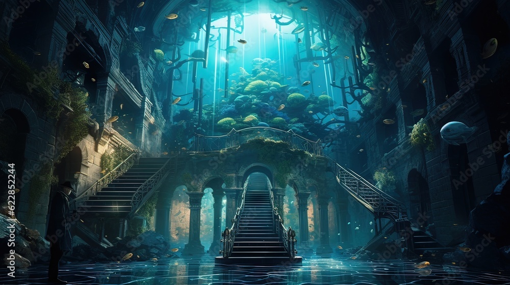 Obraz premium World in the cave. AI generated art illustration.