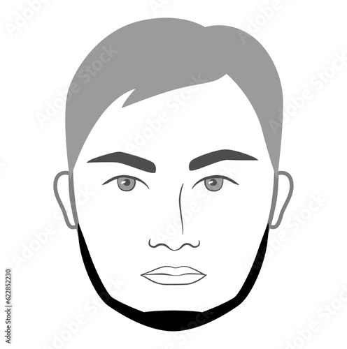Chin Strap Beard style men in face illustration Facial hair. Vector grey black portrait male Fashion template flat barber collection set. Stylish hairstyle isolated outline on white background.
